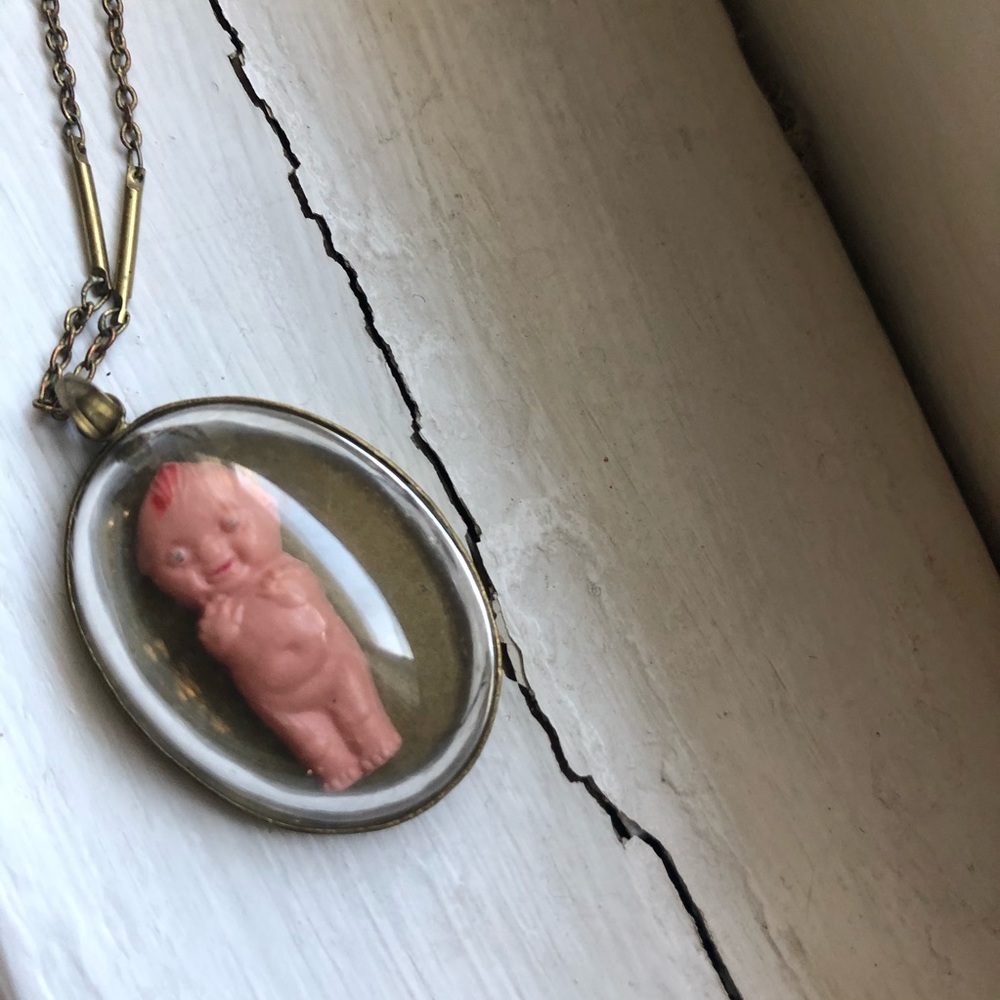 Vintage Kewpie Doll in Glass Dome Necklace